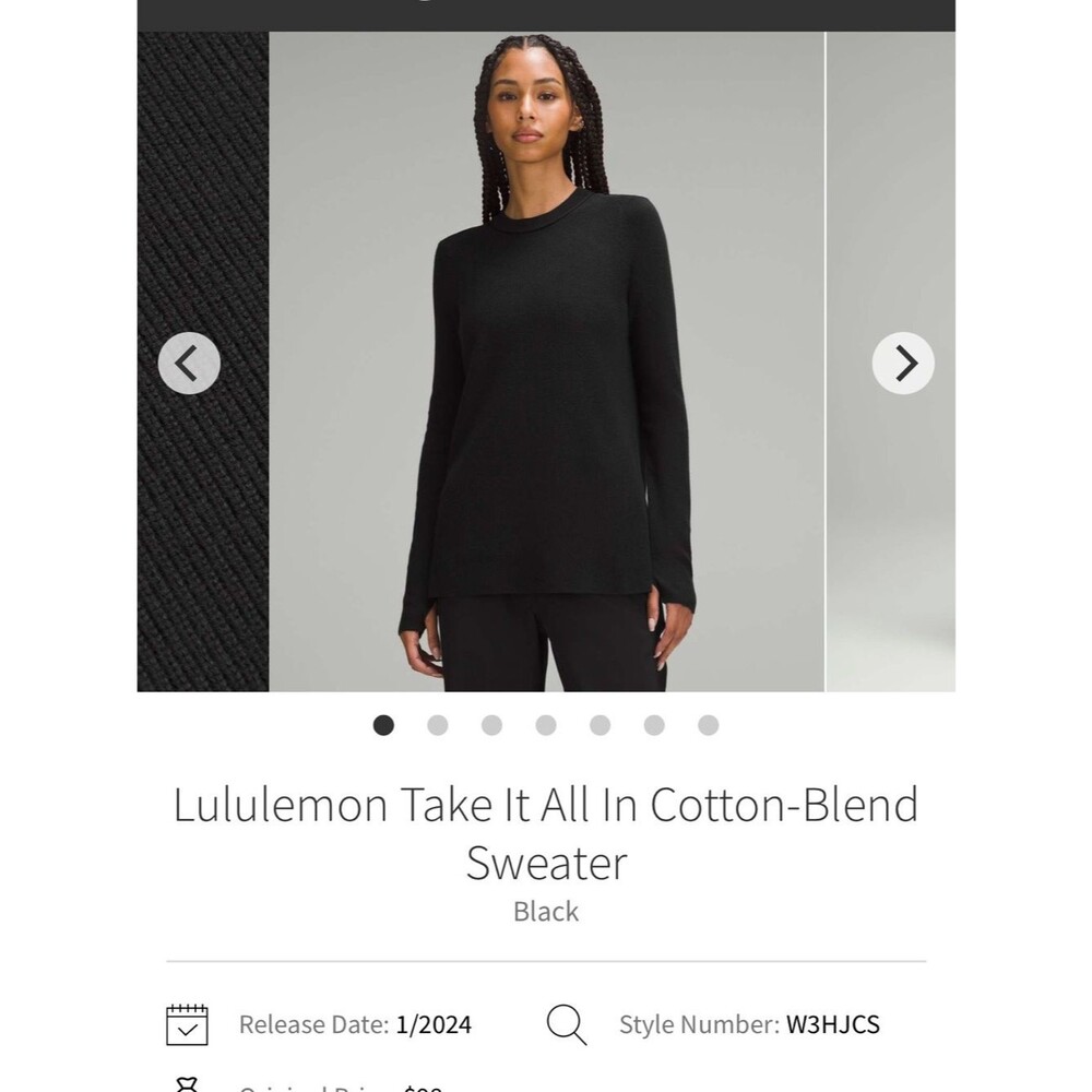lululemon athletica Take It All In Cotton-Blend Sweater - Black sz Large